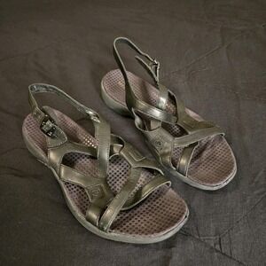 Merrell Sandals Womens Size 9 Black Leather Strappy Buckle Comfort Summer